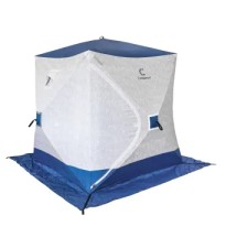 Палатка зимняя куб СЛЕДОПЫТ 1,8 x1,8 м Oxford 210D PU 1000 S по полу 32 квм цв синий/белый с принтом