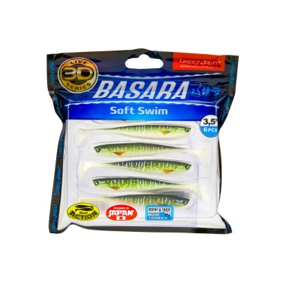 Виброхвосты LJ 3D Series BASARA SOFT SWIM 3.5in(08,89)/PG11 6шт.