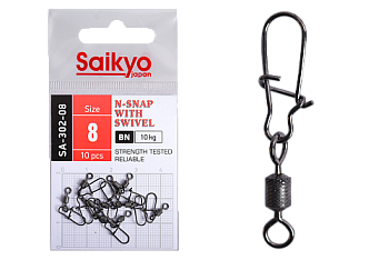 Вертлюг с застежкой Saikyo SA-302-08 - 10 шт (10кг)