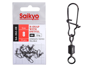 Вертлюг с застежкой Saikyo SA-302-08 - 10 шт (10кг)
