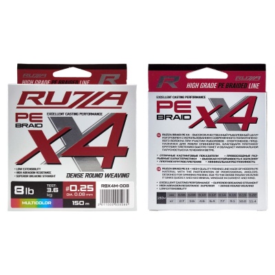 Шнур RUZZA X4 150м Multicolor 0,08мм 3,6кг/8lb
