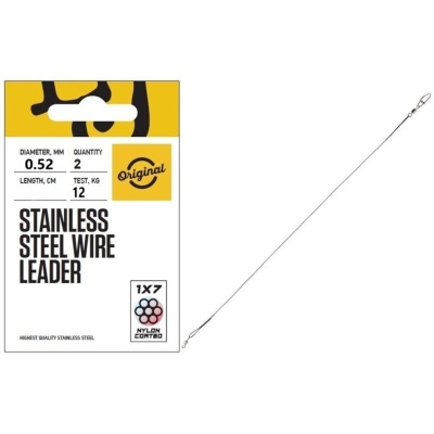 Поводки стал. 1x7 Lucky John SSW оснащ. вертл. и вертл. с застёж. d 0.52мм/12кг/15см/ набор  1шт