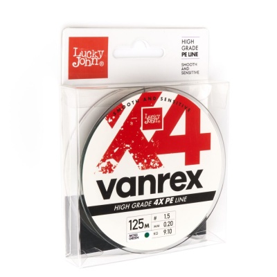 Шнур плет. Lucky John Vanrex х4 BRAID Moss Green 125/020