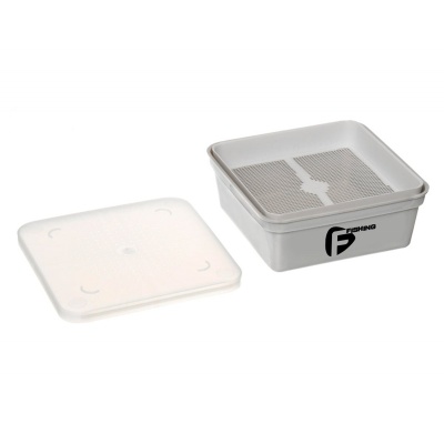 Коробка для наживки+сито+кришка (135x135x55 мм) GREY BOX+COVER+RIDDLE