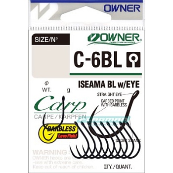 Крючок OWNER Carp Iseama BL w/eye BC №2 8шт