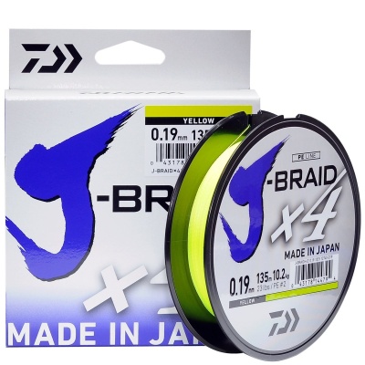 Леска плетеная Daiwa J-Braid X4E 0.07mm-135m yellow