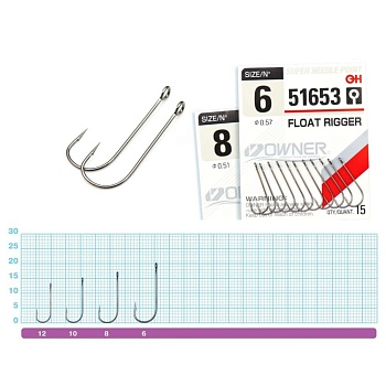 Одинарный крючок OWNER FLOAT RIGGER №10 (12шт)