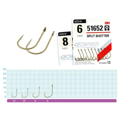 Одинарный крючок OWNER SPLIT SHOTTER №8 (13шт)
