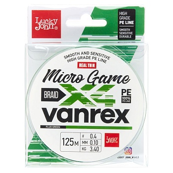 Шнур плет. LJ Vanrex MICRO GAME х4 BRAID Fluo Green 125/010