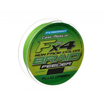 Шнур FLAGMAN Cast Master Feeder Braid F4 150м Fluo Green 0,14мм 8,7кг 19lb, шт