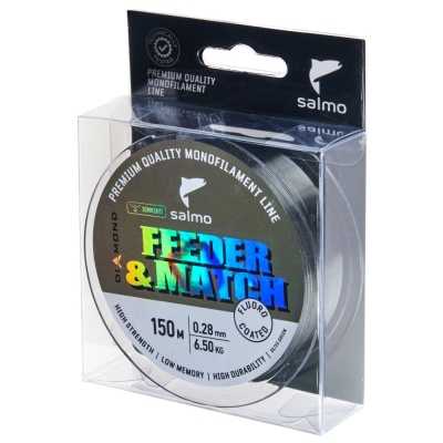 Леска моно. Salmo Diamond FEEDER & MATCH FLUORO COATED Grey 150/023