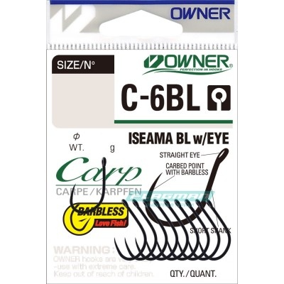 Крючок OWNER Carp Iseama BL w/eye BC №8 12шт