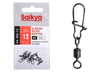 Вертлюг с застежкой Saikyo SA-302-12 - 10 шт (6кг)