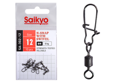 Вертлюг с застежкой Saikyo SA-302-12 - 10 шт (6кг)