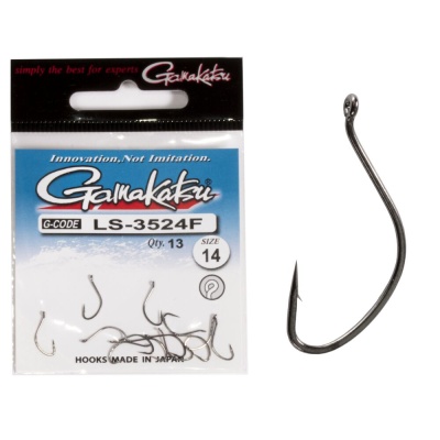 Крючки рыболовные Gamakatsu LS-3524F NEW LABEL EYED HOOKS BLACK # 14 (13 шт)