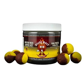 Насадочные бойлы Dudi Bait Mister Red Super Hot Halfness Pineapple, 20mm