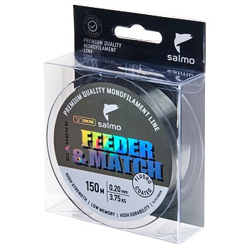 Леска моно. Salmo Diamond FEEDER & MATCH FLUORO COATED Grey 150/020