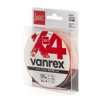Шнур плет. Lucky John Vanrex х4 BRAID Fluo Orange 125/010