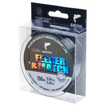 Леска моно. Salmo Diamond FEEDER & MATCH FLUORO COATED Grey 150/026