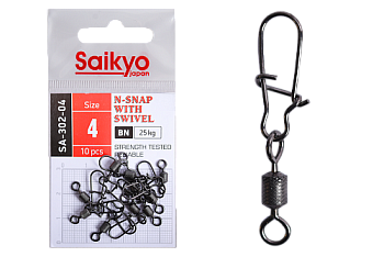 Вертлюг с застежкой Saikyo SA-302-04 - 10 шт (25кг)