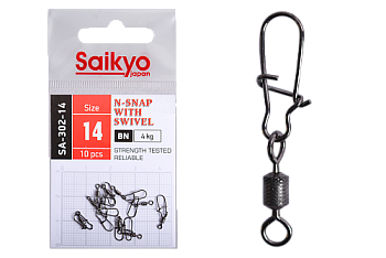 Вертлюг с застежкой Saikyo SA-302-14 - 10 шт (4кг)