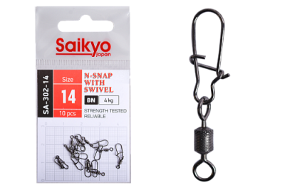 Вертлюг с застежкой Saikyo SA-302-14 - 10 шт (4кг)