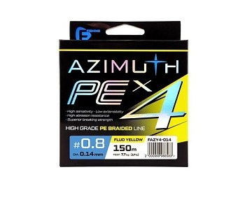 Шнур F-FISHING Azimuth PE X4 150м Fluo Yellow 0,14мм 7,7кг/17lb