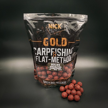 Прикормка рыболовная бойлы NICK BAITS GOLD "SPECIALFISH 20 мм" Клубника; пачка 1 кг,