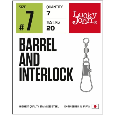 Вертлюги c застеж. LJ Pro Series BARREL AND INTERLOCK Black 012 7шт.