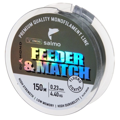 Леска моно. Salmo Diamond FEEDER & MATCH FLUORO COATED Grey 150/023