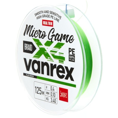 Шнур плет. LJ Vanrex MICRO GAME х4 BRAID Fluo Green 125/010