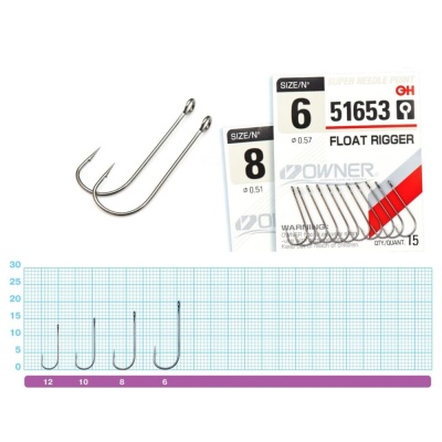Одинарный крючок OWNER FLOAT RIGGER №8 (11шт)