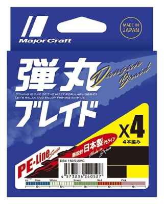 Шнур Major Craft 200m X4 (зеленый) DB4-200GR #0.8/0.12mm 14lb/6.1kg