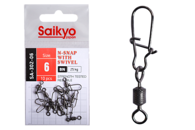 Вертлюг с застежкой Saikyo SA-302-06 - 10 шт (25кг)