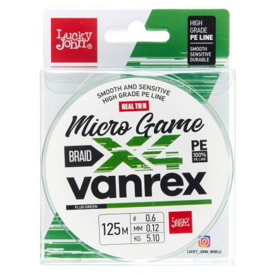 Шнур плет. LJ Vanrex MICRO GAME х4 BRAID Fluo Green 125/012