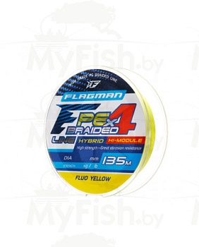 Шнур FLAGMAN PE Hybrid F4 135m FluoYellow 0,16mm. 9,1кг/20lb