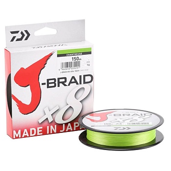 Шнур Daiwa J-Braid x8 Chartreuse 150м 0.10мм