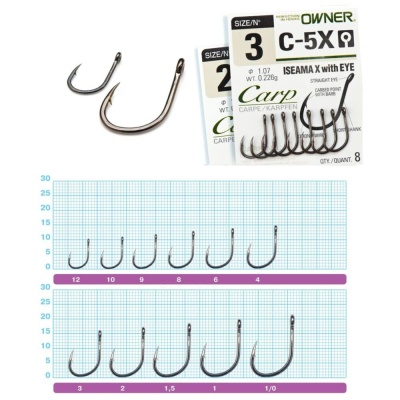 Крючок OWNER Carp Iseama X w/eye BC №8 11шт