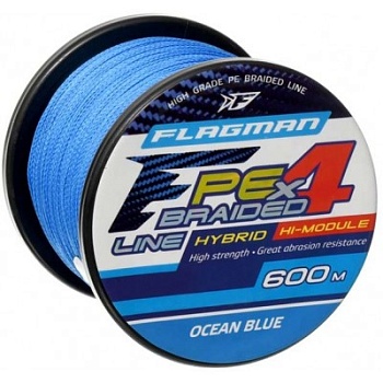 Шнур FLAGMAN PE Hybrid F4 600м Ocean Blue 0,45мм 29,5кг 65lb