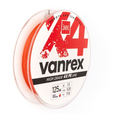 Шнур плет. Lucky John Vanrex х4 BRAID Fluo Orange 125/020