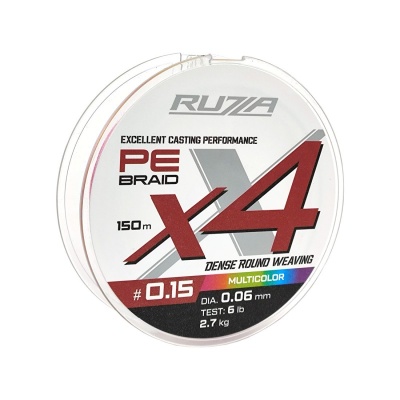 Шнур RUZZA X4 150м Multicolor 0,06мм 2,7кг/6lb