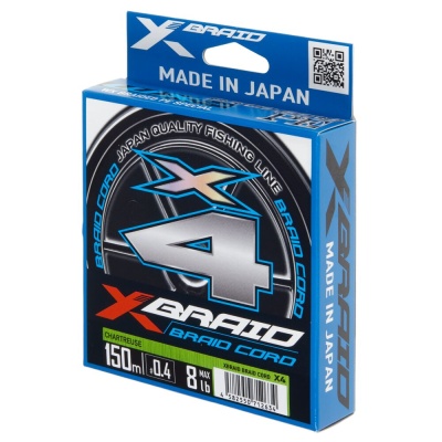 Плетеный шнур YGK X-BRAID BRAID CORD X4 150m-0.4/0,108mm 8lb