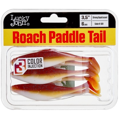 Виброхвосты съедоб. искусст. LJ Pro Series ROACH PADDLE TAIL 3.5in (08.89)/G01 6шт.