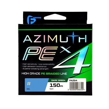 Шнур F-FISHING Azimuth PE X4 150м Dark Green 0,10мм 4,6кг/10lb