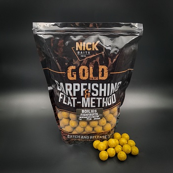 Прикормка рыболовная бойлы NICK BAITS GOLD "FISHFRUITS 20 мм" Молочный орех; пачка 1 кг,