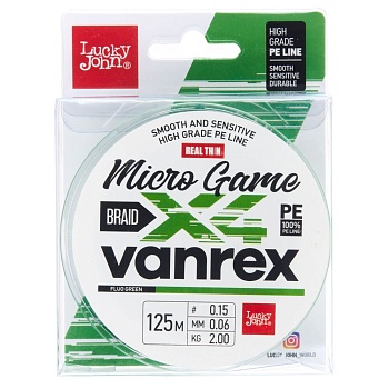 Шнур плет. LJ Vanrex MICRO GAME х4 BRAID Fluo Green 125/006