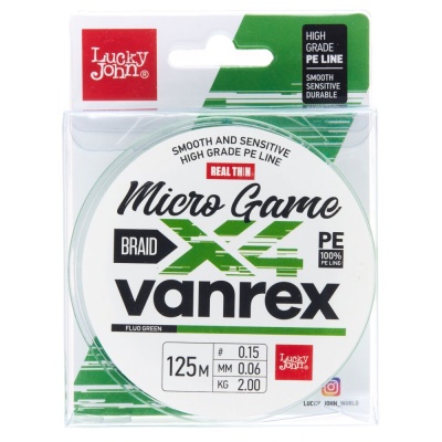 Шнур плет. LJ Vanrex MICRO GAME х4 BRAID Fluo Green 125/006
