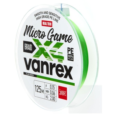 Шнур плет. LJ Vanrex MICRO GAME х4 BRAID Fluo Green 125/006