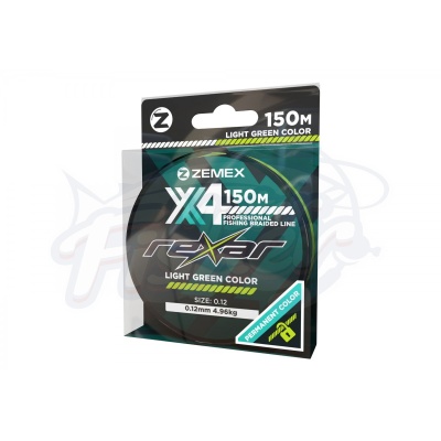 Плетеный шнур ZEMEX REXAR X4 150 m, d 0.12 mm, light green