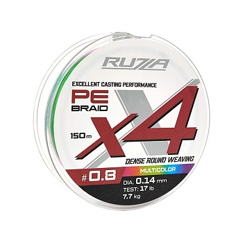 Шнур RUZZA X4 150м Multicolor 0,14мм 7,7кг/17lb